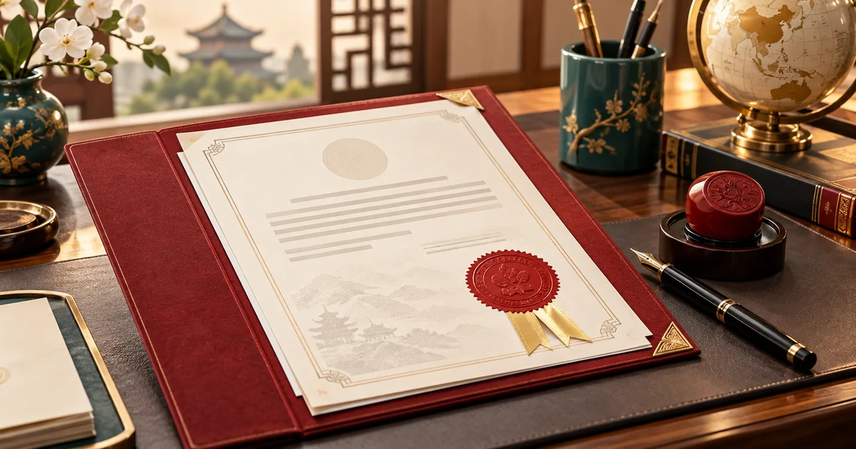 ภาพประกอบเอกสารแปลภาษาจีนที่มีการรับรองคำแปล